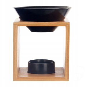 Kominek zapachowy bambusowy porcelanowy czarny 12x11x14 cm 2