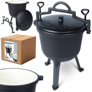 Kociołek żeliwny emaliowany na nóżkach z pokrywką CAST LINE 8 l 15