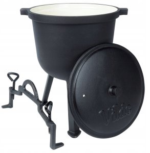 Kociołek żeliwny emaliowany na nóżkach z pokrywką CAST LINE 8 l 9