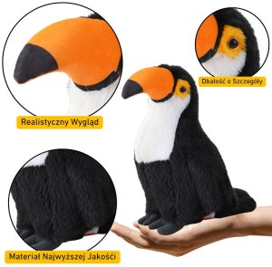 LeanToys Pluszowa Maskotka Przytulanka Ptak Tukan Czarno Biały 30cm 3