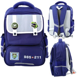 Plecak Szkolny Naszywki Z Dinozaurami Pas Piersiowy Granatowy 39x27x15cm 4