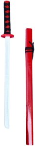 Drewniana Katana Miecz Do Zabawy Treningu Rekwizyt Czerwony 70cm 3