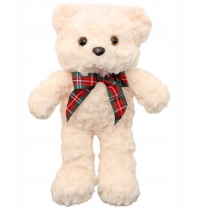 Pluszowa Maskotka Przytulanka Miś Z Kokardą Biały 30cm 1