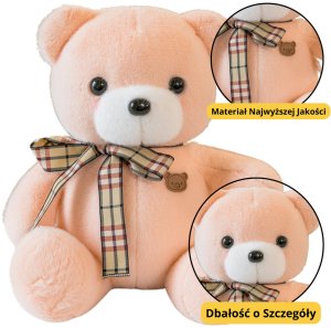 Pluszowa Maskotka Przytulanka Miś Z Kokardką Kremowy 23cm 2