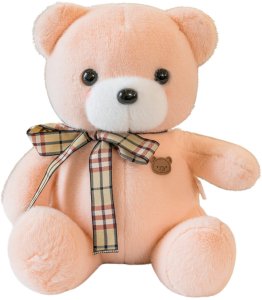 Pluszowa Maskotka Przytulanka Miś Z Kokardką Kremowy 23cm 3