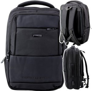 Lean Plecak Miejski Biznesowy USB Pas Piersiowy Czarny 26L 4