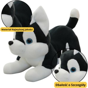 Pluszowa Maskotka Przytulanka Piesek Husky Czarno-Biały 30cm 1