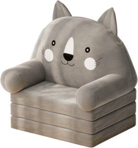 Rozkładany Fotel Dla Dziecka Kot 3 Poziomowy Szary 56x50cm 3