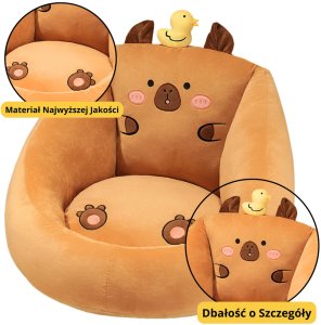 Fotel Pluszowy Dla Dzieci Kapibara Z Kaczuszką Brązowy 50x45cm 2