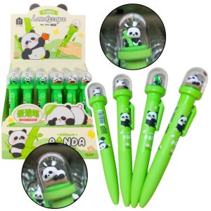 Długopis Żelowy Zielony Panda W Kopule Niebieski Tusz 0.5mm 1