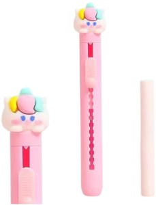 Gumka W Pisaku Wysuwana Z Figurką Kota Niebieski Różowy 2