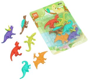Zestaw Gumek Do Ścierania Zmazywania Szkolne Dinozaury 6szt 2