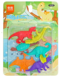 Zestaw Gumek Do Ścierania Zmazywania Szkolne Dinozaury 6szt 4