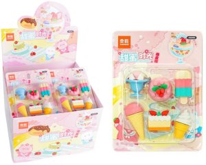 Zestaw Gumek Do Ścierania Zmazywania Szkolne Słodycze 6szt 3