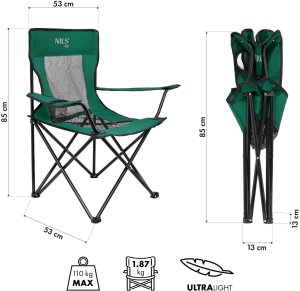 NC3302 KRZESŁO TURYSTYCZNE ZIELONO-CZARNY NILS CAMP 3