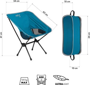 NC3320 KRZESŁO SKŁADANE ULTRALIGHT NIEBIESKIE NILS CAMP 3