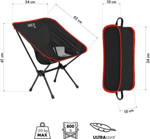 NC3320 KRZESŁO SKŁADANE ULTRALIGHT CZARNE NILS CAMP              3