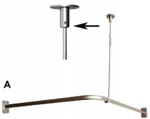 Drążek inox zasłony prysznicowej 90x90 cm, w komplecie z mocowaniem do sufitu 1