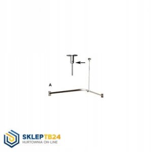 Drążek inox zasłony prysznicowej 90x90 cm, w komplecie z mocowaniem do sufitu 2