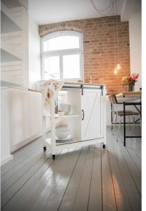 Wózek kuchenny na kółkach LANDHAUS z drewna sosnowego i MDF, WENKO 2