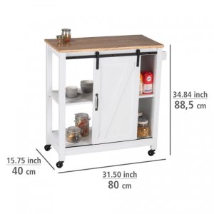 Wózek kuchenny na kółkach LANDHAUS z drewna sosnowego i MDF, WENKO 3