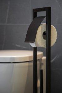 Wenko Stojak na papier toaletowy ze szczotką do wc BAMBUSA, z bambusową podstawą, WENKO 4