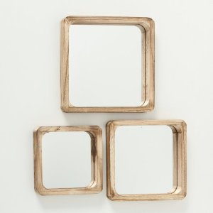 Lustra drewniane na ścianę, kwadratowe MAMBO, 3 sztuki 10