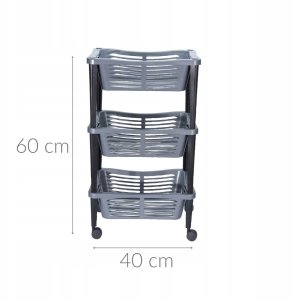 Storage Solutions Uniwersalny wózek na kółkach TROLLEY do łazienki, regał, szafka - 3 poziomy 2
