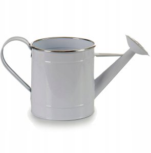 Osłonka na doniczkę w formie konewki, metalowa, biała, wys. 18 cm 1