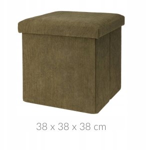 Składana pufa ze sztruksowym wykończeniem, 38 x 38 x 38 cm 2
