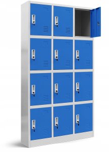 Spind Fächerschrank Schließfachschrank mit 12 Fächern MARCIN, 900 x 1850 x 400 mm, grau-blau 1