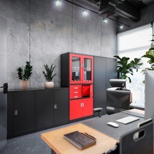 Abschließbarer Aktenschrank für Büro JAN, 900 x 1850 x 400 mm, anthrazit 13