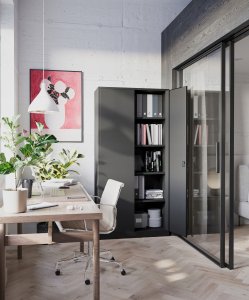 Abschließbarer Aktenschrank für Büro JAN, 900 x 1850 x 400 mm, anthrazit 16