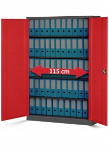Büro Aktenschrank JAN II, 1150 x 1850 x 400 mm, anthrazit-rot 5