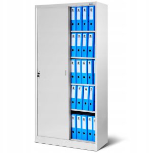 Aktenschrank, Schiebetürenschrank, Metallschrank KUBA, 900 x 1850 x 400 mm, grau 2