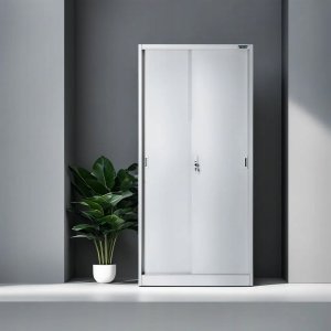 Aktenschrank, Schiebetürenschrank, Metallschrank KUBA, 900 x 1850 x 400 mm, grau 7