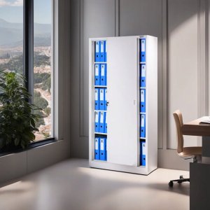 Aktenschrank, Schiebetürenschrank, Metallschrank KUBA, 900 x 1850 x 400 mm, grau 8