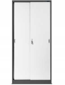Aktenschrank, Schiebetürenschrank, Metallschrank KUBA, 900 x 1850 x 400 mm, anthrazit-weiß 4