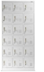 Spind Schließfachschrank mit 18 Fächern KAROL, 900 x 1850 x 400 mm, grau 1