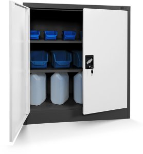 Schrank mit Regalen BEATA, 900 x 930 x 400 mm, anthrazit-weiß 1