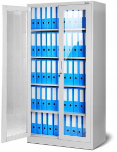 Diablo Chairs Aktenschrank Büroschrank Vitrinenschrank AMELIA, 900 x 1850 x 400 mm, grau 4