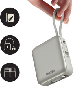PowerBank 3w1 Bazic Fusion Mini 10000mAh kabel USB-C/Lightning szary 10