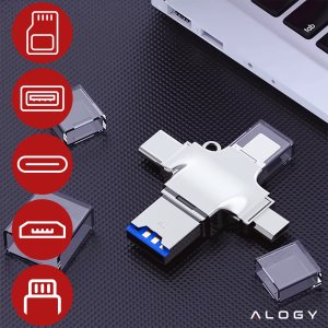 Czytnik kart SD Alogy SmartRead Pro 4w1 adapter USB3.0 do TF / Lightning / USB-C / micro USB 2