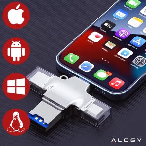 Czytnik kart SD Alogy SmartRead Pro 4w1 adapter USB3.0 do TF / Lightning / USB-C / micro USB 4