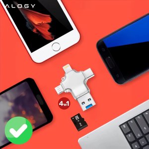 Czytnik kart SD Alogy SmartRead Pro 4w1 adapter USB3.0 do TF / Lightning / USB-C / micro USB 6