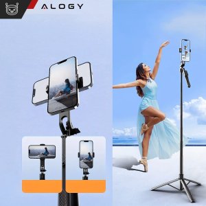 Kijek Selfie Tripod Alogy FlexPod Max z uchwytem na telefon i mocowaniem 1/4 Stabilizacja pilot Bluetooth 215cm 6