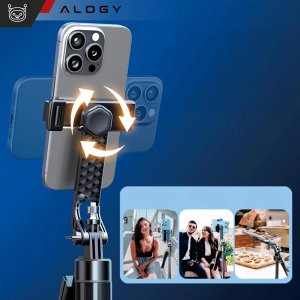 Kijek Selfie Tripod Alogy FlexPod Max z uchwytem na telefon i mocowaniem 1/4 Stabilizacja pilot Bluetooth 215cm 8