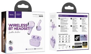 HOCO Słuchawki Bezprzewodowe Bluetooth TWS EQ15 Fioletowe 4