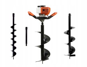 Świder spalinowy + wiertła(10cm,20cm,30cm) + adapter 50cm (1/2) 1
