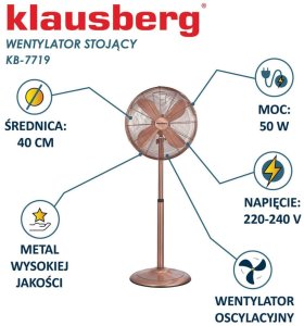 WENTYLATOR WIATRAK PODŁOGOWY KLAUSBERG KB-7719 8